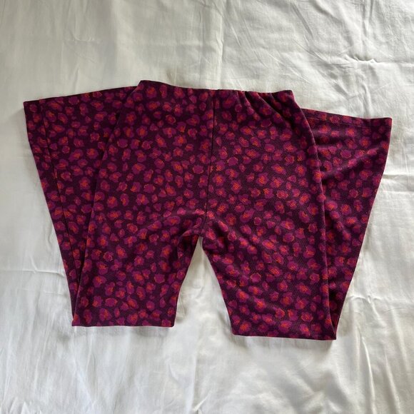 Anthropology Maroon Cheetah Print High Waist Flare Bell Bottom Pants | Size M - Picture 5 of 7